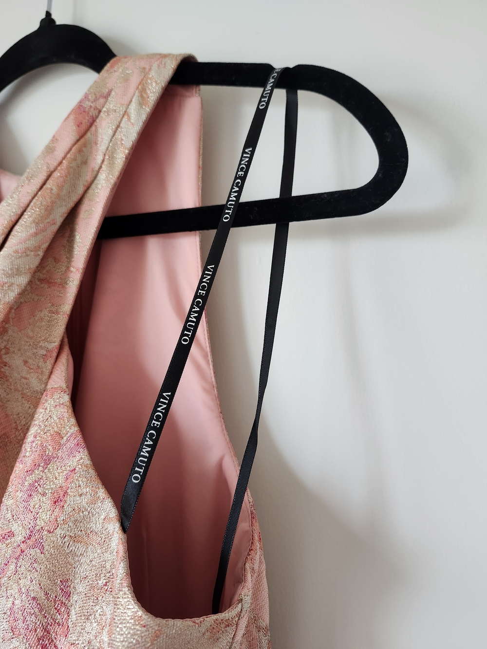 Vince Camuto Pink Metallic Brocade Crisscross Mini Dress - Picture 12 of 16